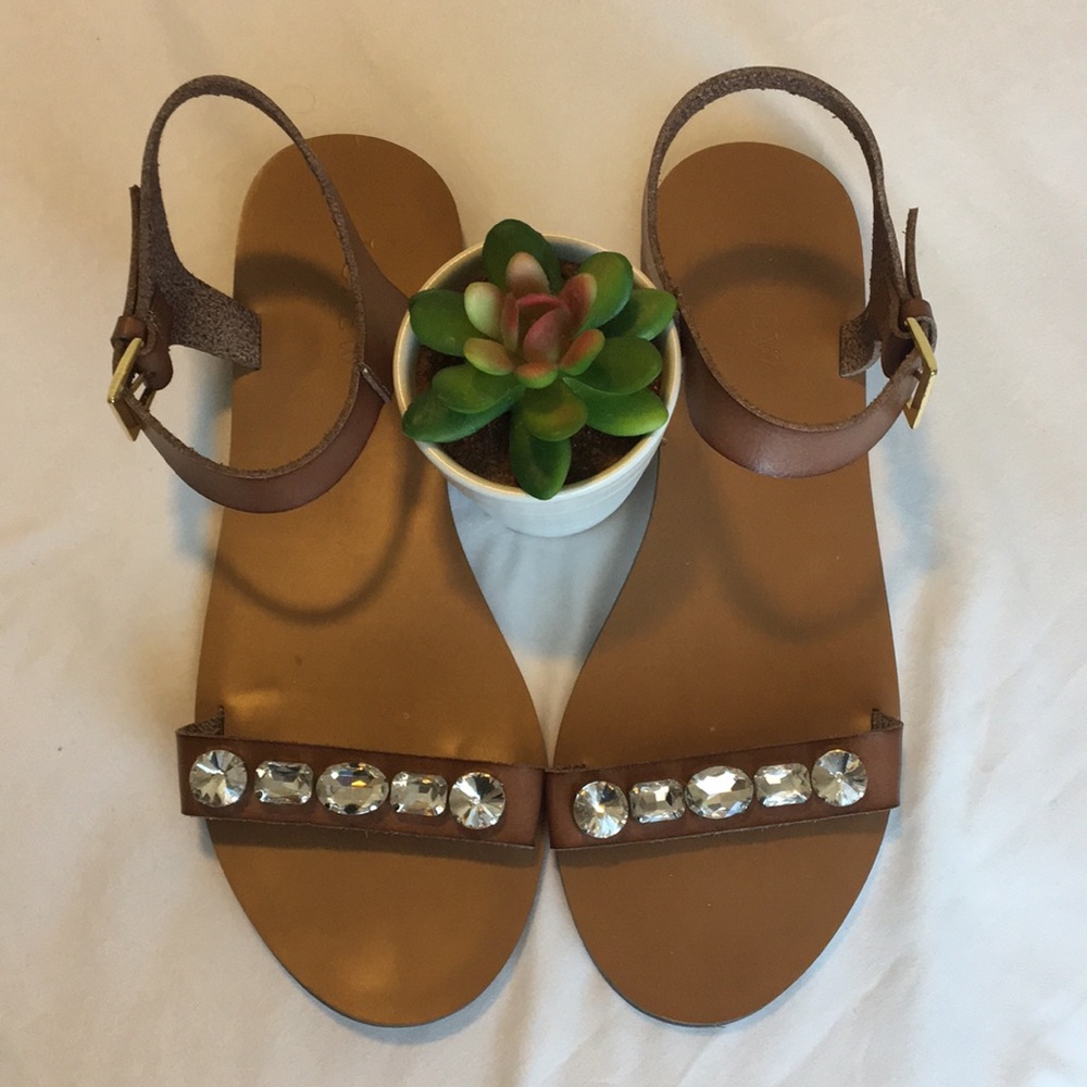 Brown leather, J Crew sandal, size 7